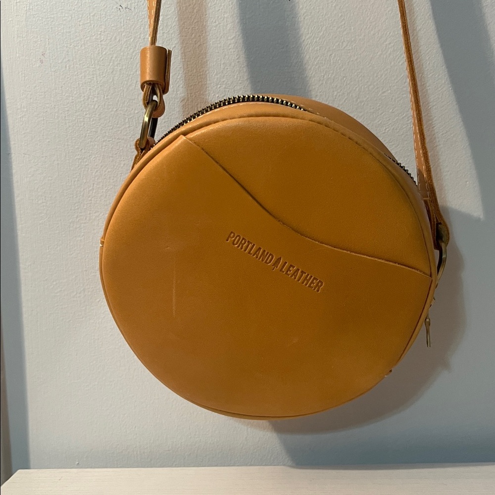 Portland Leather  Round Tan  Crossbody Bag